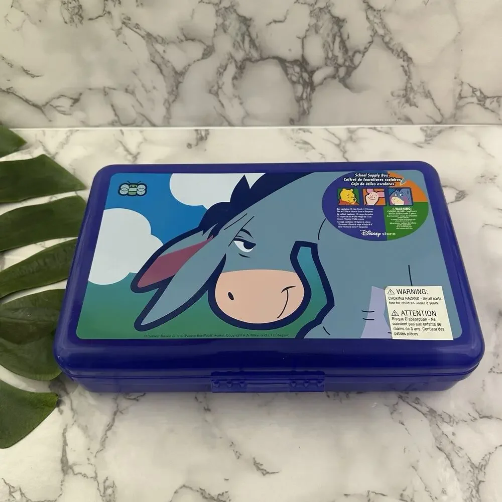 Disney Store Vintage Y2k Pencil Box Purple Eeyore Large Plastic School Supply
